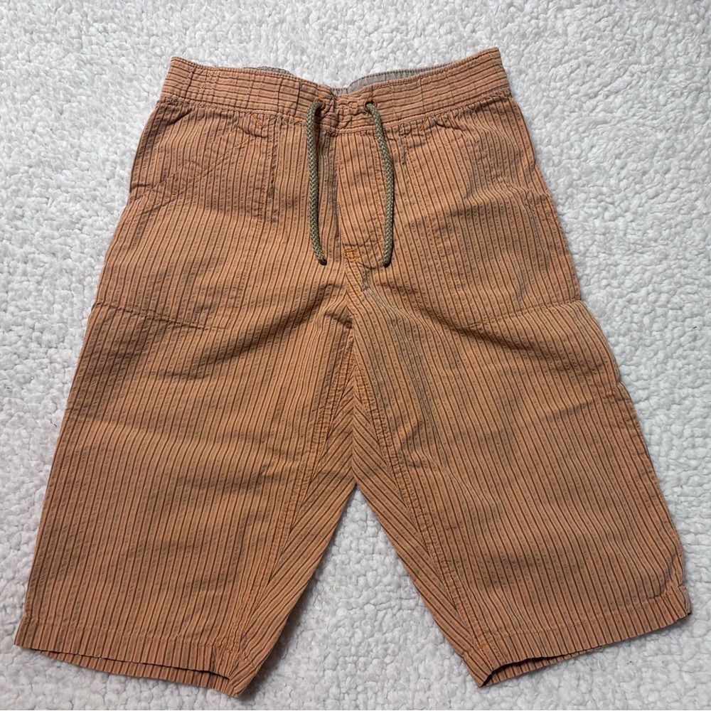 GAP Baby Striped Cotton Shorts in Rust and Taupe